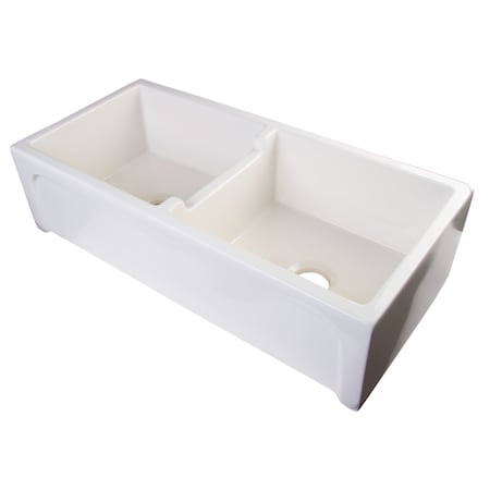 Alfi Brand 39" Biscuit Arched Apron Thick Wall Fireclay Dbl Bowl Farm Sink AB3918ARCH-B